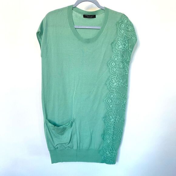 Simona Barbieri Twin-Set Light Mint Lace Sweater Dress Tunic Italy, Size M - Picture 1 of 9